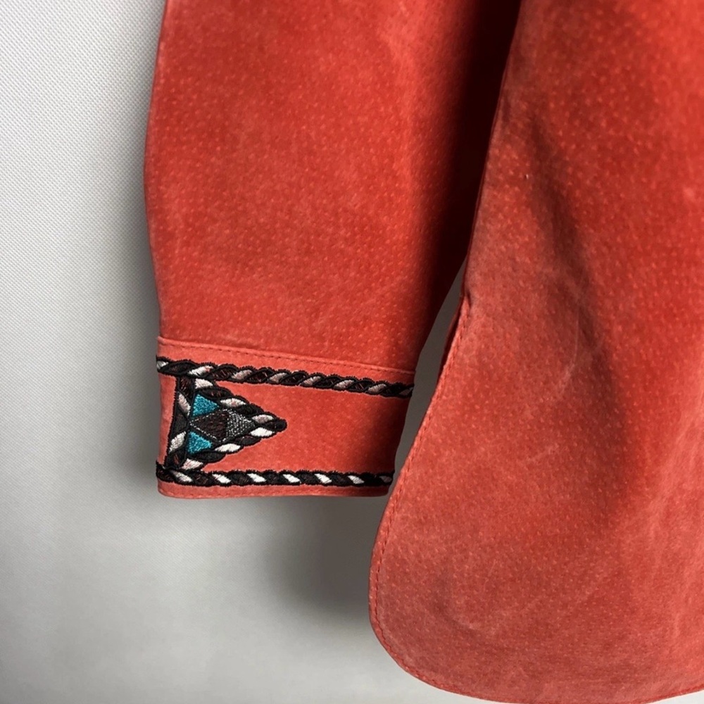 Vintage Bob Mackie XS Orange Suede Leather Fringe Western Jacket Deadstock NWT - Picture 2 of 11